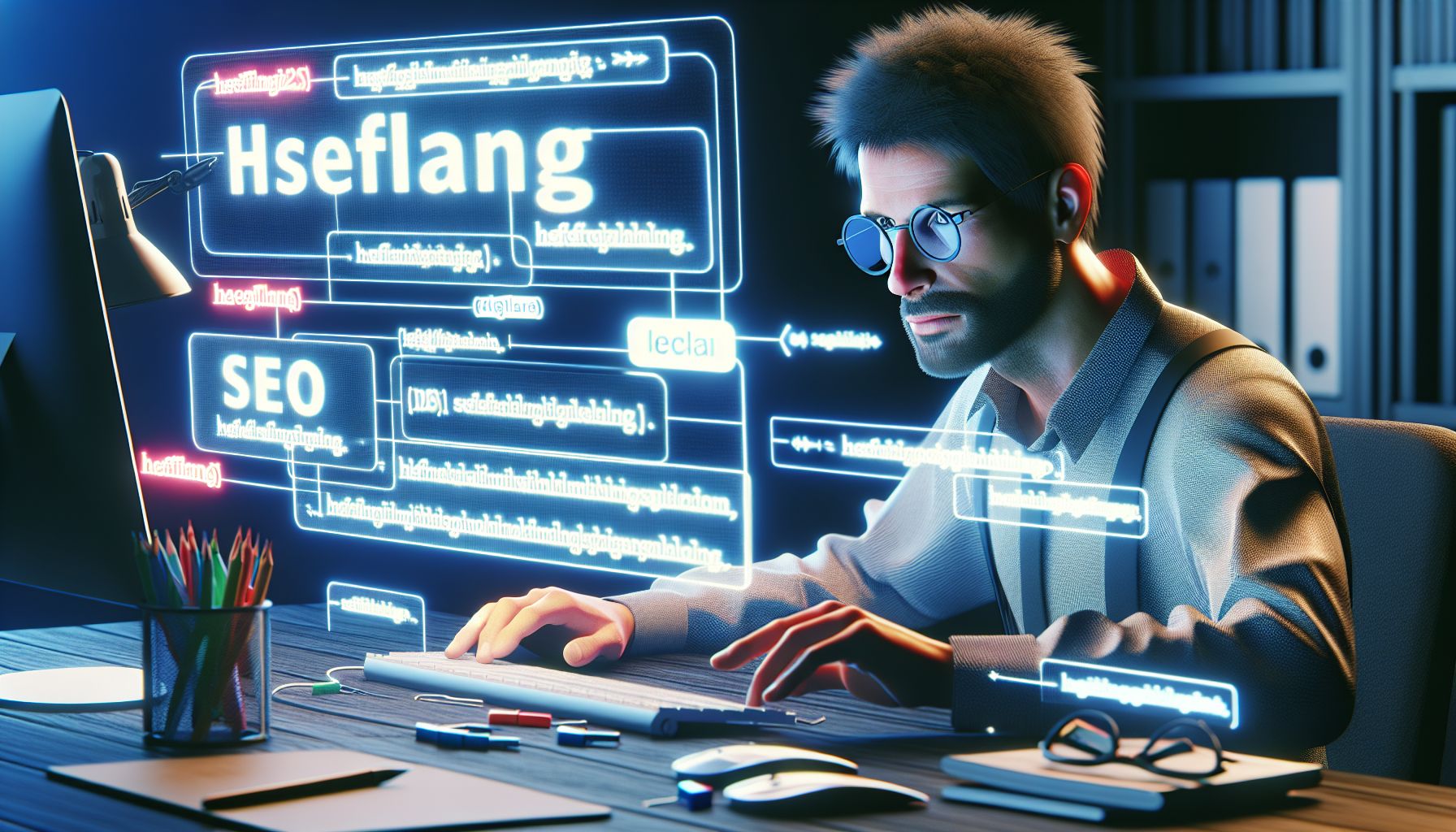 Ein SEO-Spezialist der hreflang-Tags in eine mehrsprachige Website integriert